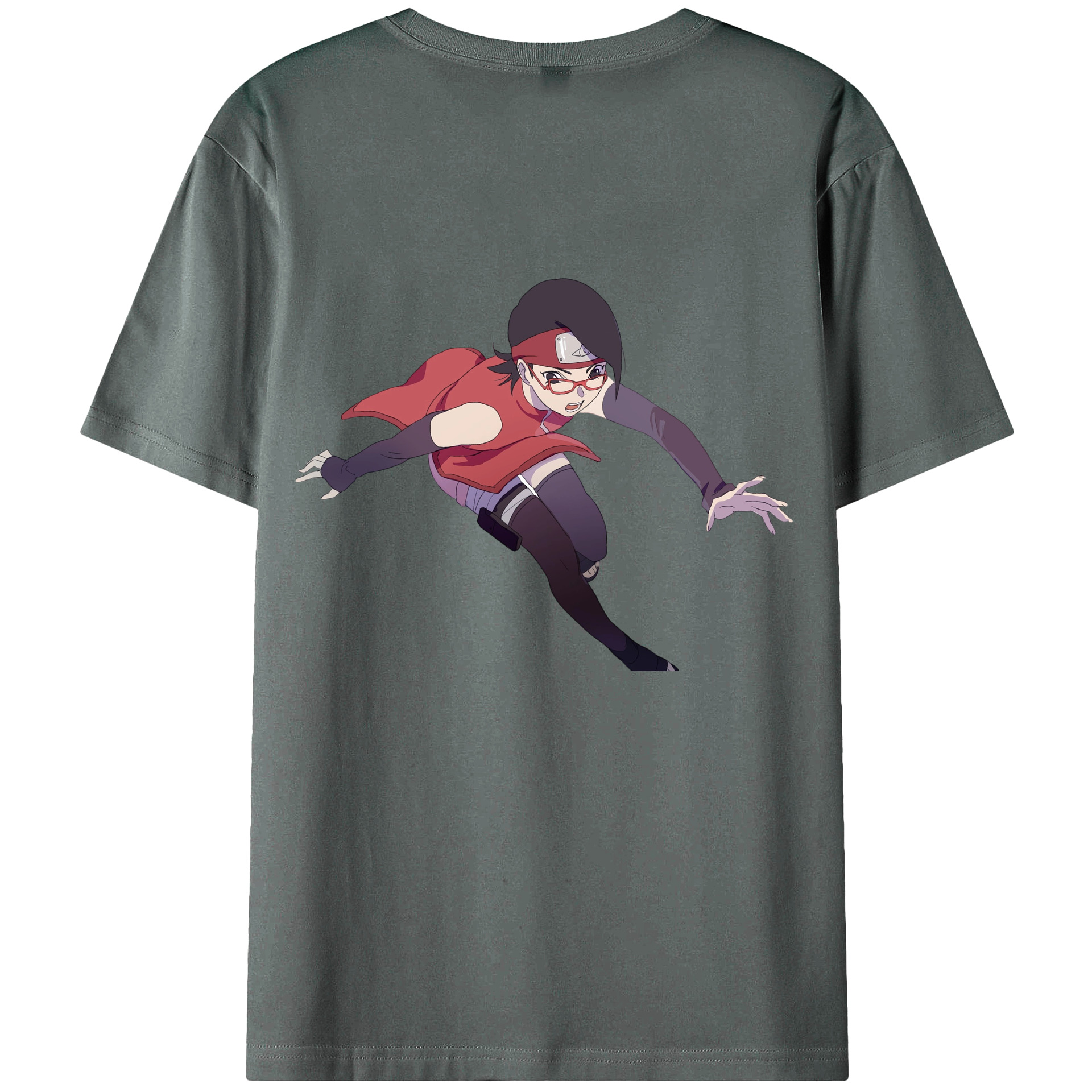 （画像用） NARUTO -ナルト- うちは サラダ Uchiha Sarada 綿100％ メンズ半袖Tシャツ（バックプリント） 通気性